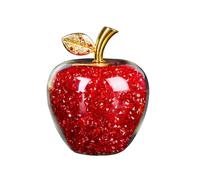 simplmasygenix Crystal Apple Figurine Artificial Glass Apple-Shaped Paperweight Home Decor Filled with Fake Diamonds Fruits Collectibles Art Crafts Ornament Christmas Eve Gifts for Kids (Red)
