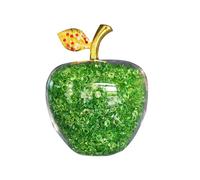 simplmasygenix Crystal Apple Figurine Artificial Glass Apple-Shaped Paperweight Home Decor Filled with Fake Diamonds Fruits Collectibles Art Crafts Ornament Christmas Eve Gifts for Kids (Green)