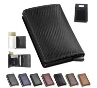 Simplofficial Simple Toggle Wallets for Men, Simple Toggle Wallets, Men's SimpleGenuine Leather Wallet RFID Blocking, Auto Pop Up Wallet, Credit Card Holder Anti-Theft (Black B)