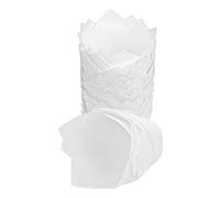 Simpls 50 Pieces Tulip Cupcake Cases Tulip Baking Paper for Cupcakes and Muffins Unbleached Baking Cups Cupcake White