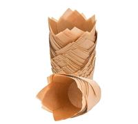 Simpls 50 Pieces Tulip Cupcake Cases Tulip Baking Paper for Cupcakes and Muffins, Unbleached Baking Moulds, Cupcake Cowhide Colour