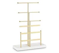 Simpls Jewellery Organiser Table Jewellery Holder 6-Tier Jewellery Tree Display Stand with Tray for Earring Necklace Bracelet Gold