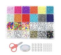 Simpls Kandi Beads Rainbow Beads for Bracelet Making Kit, 24 Types of Kandi Beads and Letter Beads Kit, Plastic Rainbow Beads B, Easy Installation