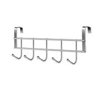 Simpls Over the Door 5 Home Bathroom Organiser Rack Clothes Coat Hat Towel Holder Stainless Steel Good Load Capacity