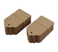 Simpls Pack of 100 Rustic 40 mm x 70 mm Backed Paper Card, Blank Brown Label, Wedding Favour, Gift Tag, DIY Label, Suitcase Tag, Price Tag - Small (100)