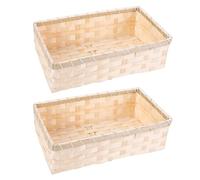 Simpls Pack of 2 Natural Bamboo Basket Gift Baskets As Pictured Bamboo Retail Display Home Organizer