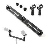 Simplurfi Stereo Array Spacing Bar Microphone Mount with Ruled Markings - Holds 2 Mics - X-Y and ORTF Mic T-Bar Bracket, Fits 3/8" and 5/8" Mic Stands with Included Adapter (MIC-BAR-Clip-Mark)