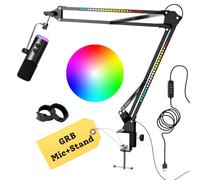 Simplurfi XLR/USB Dynamic Microphone Kit, RGB Podcast Mic, Mute, Gain Knob, Volume Control, RGB Adjustable Boom Arm Stand for Streaming, Gaming, Voice-Over, Recording