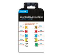 Simply 10 pcs Low Profile Mini Fuse Assortement - 5A, 7.5A, 10A, 15A, 20A, 25A, 30A