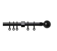 Simply 120-210cm Extendable Curtain Pole Set Ball Finial Black - 13-16mm