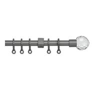 Simply 120-210cm Extendable Curtain Pole Set Ball Finial Silver - 13-16mm