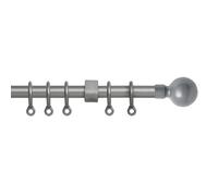 Simply 120-210cm Extendable Curtain Pole Set Ball Finial Silver - 13-16mm