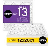 Simply 12x20x1 Air Filter, Merv 13, MPR 1500, 6 Pack, Furnace Air Filter for HVAC (Actual Size: 11.75"x19.75"x0.75") DUST, Pet, & Allergy Control