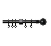 Simply 150-280cm Extendable Curtain Pole Set Ball Finial Black - 13-16mm