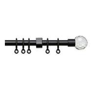 Simply 150-280cm Extendable Curtain Pole Set Ball Finial Black - 13-16mm