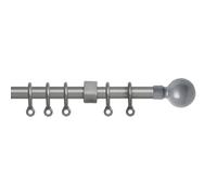 Simply 150-280cm Extendable Curtain Pole Set Ball Finial Silver - 13-16mm
