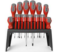 Simply 18-Piece Screwdriver Set with Stand - Slotted & Phillips Drivers, Chrome Vanadium Steel, Ergonomic Soft-Grip Handles