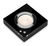 Simply 2 Modern Tealight Holder with Swarovski Elements Crystals, Crystal, black