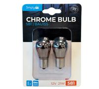 Simply 2 X 581 12V Py21W Silver Chrome Indicator Offset Pin Shine Amber Bulbs Bau15S