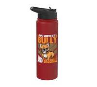 Simply Addicted to Bully and Baseball Player Bull Terrier Stainless Steel Insulated Water Bottle