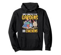 Simply Addicted To Gardens And Chickens Farmer Gardening Pullover Hoodie