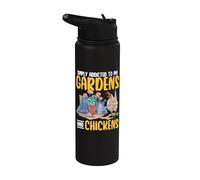 Simply Addicted to Gardens and Chickens Farmer Gardening Stainless Steel Insulated Water Bottle