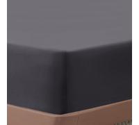 Simply Amelia King Size Fitted Sheet 30cm Deep 100% Cotton Soft Fabric Machine Washable Corner Elastic Bed Sheet (Charcoal 150 X 200 CM)