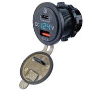 Simply Auto 12/24v Dual USB Fast Charging Socket With Type C and USB 3.0 Sockets and Voltmeter.