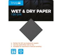 Simply WD0120 Wet & Dry Polishing Paper 120 Grit, Pack of 25, 230mm x 280mm, Perfect for DIY Car Bodywork Repairs, Machine, Manual Sanding, Furniture and Home Improvement