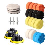 Simply Auto 25-Piece Polishing Pad Kit - Hook & Loop Buffing Pads for Drill & Polisher, Foam Cutting, Polishing & Wool Pads for Car Paint Correction