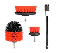 Simply Auto 4-Piece Drill Brush Cleaning Set - Multi-Size Scrub Brushes with 1/4″ Hex Shank, 15cm Extension Rod, Heavy-Duty Bristles for Car Wheels, Floor Mats, Tiles, Grout & Bathrooms