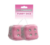 Simply Auto Furry Dice, Plush Fluffy Material, Pink and Silver, Retro Car Interior Decor, Rear-View Mirror Hanging