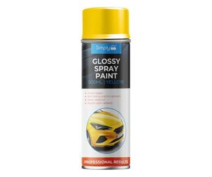 Simply Auto Glossy Yellow Spray Paint, 500ml, Acrylic, Fast Drying, Water Resistant, UV Resistant