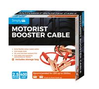 Simply Auto Motorist Booster Cable 400Amp 2.5Mtr Flexible Jump Lead Colour Coded