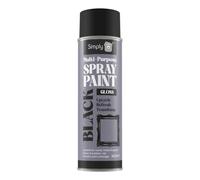 Simply Auto Multipurpose Spray Paint 400ml Black Gloss - Fast Drying Aerosol for Wood, Metal & Plastic, Indoor & Outdoor, UV & Weather Resistant, Upcycling & DIY Paint