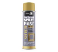 Simply Auto Multipurpose Spray Paint 400ml Metallic Gold - Fast Drying Aerosol for Wood, Metal & Plastic, Indoor & Outdoor, UV & Weather Resistant, Upcycling & DIY Paint