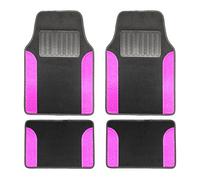 Simply Auto Pink Car Mats - 4 Piece Set (Front & Rear) | Non-Slip Car Floor Mats with Raised Heel Pads | Durable PVC & Blanket Material with Pink Sparkle Edges - Universal Fit