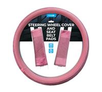 Simply Auto Pink Diamond Steering Wheel Cover with Seat Belt Pads Set