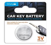 Simply Auto SB-CR2016 Long Lasting 3V Lithium Coin Cell Car Key Battery ideal for Car Key fobs, Watches, Calculators and Small Toys - 1x Blister Pack