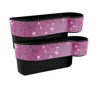 Simply Auto Shining Rhinestones Car Seat Organisers, Bling Crystal Diamond Sparkly Glitter Multi-Compartment Storage, Pink, Front Seat Back Mount, Universal Fit, Set of 2