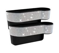 Simply Auto Shining Rhinestones Car Seat Organisers, Bling Crystal Diamond Sparkly Glitter Multi-Compartment Storage, Silver, Front Seat Back Mount, Universal Fit, Set of 2