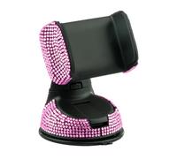 Simply Auto Shining Rhinestones Universal Car Phone Holder, 360° Rotating Mount, Bling Crystal Diamond Sparkly Glitter, Pink, Dashboard & Windscreen Suction Mount, Adjustable Grip