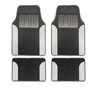 Simply Auto Silver Car Mats - 4 Piece Set (Front & Rear) | Non-Slip Car Floor Mats with Raised Heel Pads | Durable PVC & Blanket Material with Silver Sparkle Edges - Universal Fit