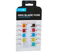 Simply BF820 Mini Blade Fuse Assortment - Set of 10 - Ideal for Vehicle Use, 10 Pieces and 7 Types 5A 7.5A 10A 15A 20A 25A 30A Multi-Function Car fuse