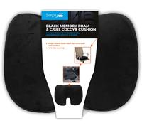 Simply BGCC01 Black Memory Foam & C/Gel Coccyx Cushion, provide Back Support, Sciatica Relief, Tailbone, Coccyx & Hip Pain, Ideal for Office Car Home & Wheelchair, W45 X H35 X D7 cm