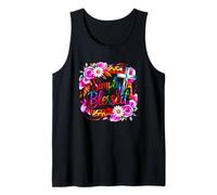 Simply Blessed Cross Floral Leopard Design Tank Top