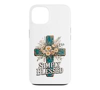 Simply Blessed Floral Cross Faith Design Case for iPhone 13