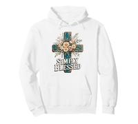 Simply Blessed Floral Cross Faith Design Pullover Hoodie