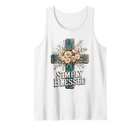 Simply Blessed Floral Cross Faith Design Tank Top
