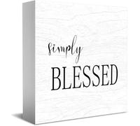 Simply Blessed Hand Painted Farmhouse Fixer Upper Style Pallet Boardbarnwood Hand Painted Decor Classic Wooden Box Sign, 5 X 5 Inch